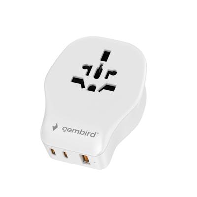 Universele reisstekkerset met USB lader, 20 W, wit