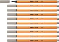 Fineliner stabilo point 88/93 f warm grijs | 10 stuks - thumbnail