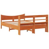 Bedframe met hoofdbord massief grenenhout wasbruin 140x190 cm - thumbnail