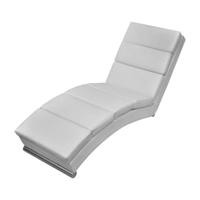 Chaise longue kunstleer wit - thumbnail