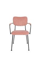 Zuiver Eetkamerstoel 'Benson' Met armleuning, Ribstof, kleur Roze - thumbnail