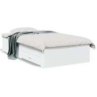 Bedframe met lades bewerkt hout wit 90x190 cm - thumbnail