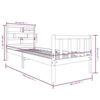 Bedframe massief grenenhout zwart 75x190 cm - thumbnail