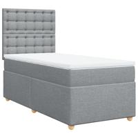 Boxspring met matras stof lichtgrijs 80x200 cm - thumbnail