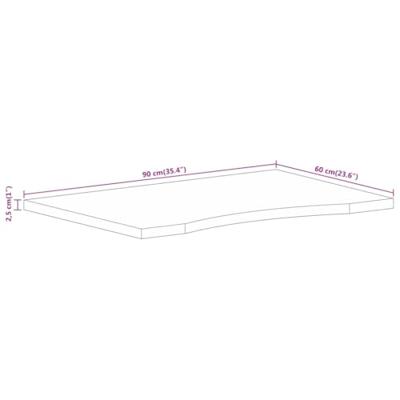 Bureaublad met ronding 90x60x2,5 cm massief ruw mangohout