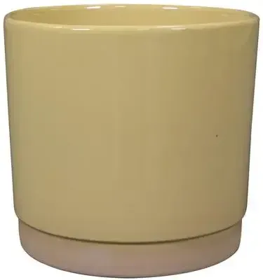 TS Collection bloempot saske keramiek 16x15cm pastelgeel