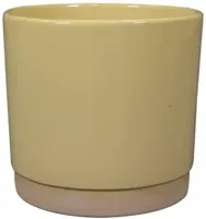 TS Collection bloempot saske keramiek 16x15cm pastelgeel - thumbnail