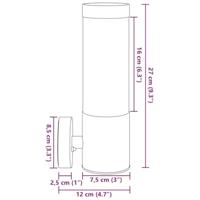 Buitenwandlamp Zwart 12 x 7.5 x 27 cm Roestvrij staal - thumbnail