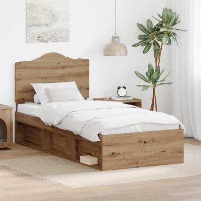 Bedframe Ambachtelijk eiken 90 x 200 cm Massief grenenhout
