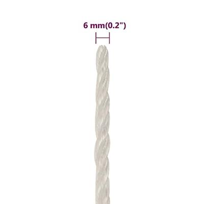 VidaXL Werktouw 6 mm 50 m polypropeen wit - thumbnail