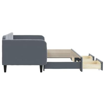 Slaapbank onderschuifbed en lades 90x200 cm fluweel donkergrijs