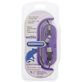 Bandridge BBM39400B10 2-in-1 Data En Oplaadkabel Usb Micro-b Male + Lightningadapter - A Male 1.00 M Zwart - thumbnail