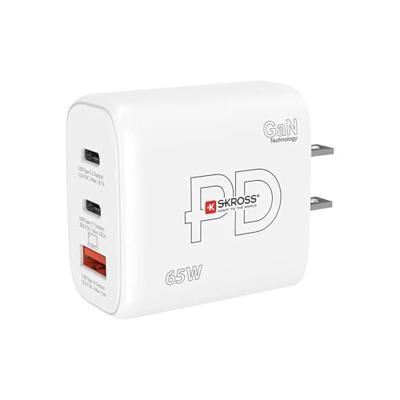 Skross Power Charger 65W PD GaN US USB-oplader 65 W 1x USB-A, 2x USB-C USB PD Wit Binnen Skross Power Charger 65W PD GaN US USB-oplader 65 W 1x USB-A, 2x USB-C USB PD Wit Binnen