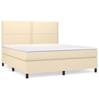 Boxspring met matras stof crèmekleurig 200x200 cm - thumbnail