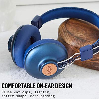 HOUSE OF MARLEY EM-JH133-DN Positive Vibration 2 Bt, Draadloze Bluetooth On-Ear Hoofdtelefoon, Geluidsisolatie, Premium Geluid, Microfoon, Opladen Via Usb, 10 Uur Batterijduur, Denim, Eén maat, blauw