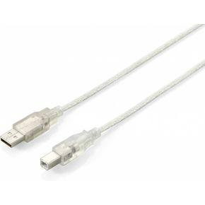 Equip USB 2.0 kabel USB aansluitkabel (A/stekker - B/stekker 3,0 m) zilver
