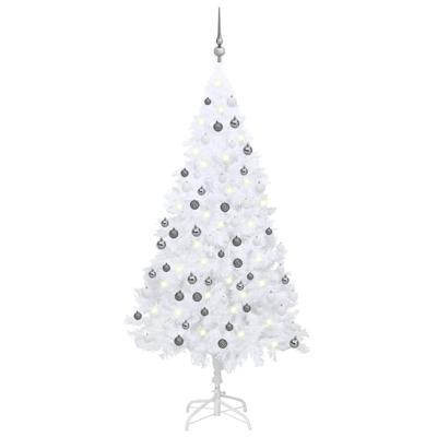 VidaXL Kunstkerstboom met verlichting en kerstballen 180 cm pvc wit