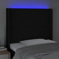 Hoofdbord LED 93x16x118/128 cm stof zwart - thumbnail