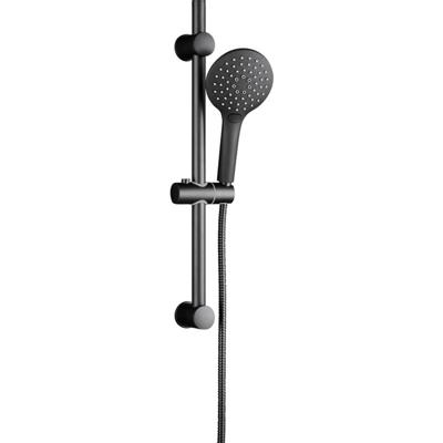 RAVEN doucheset, 3 functies, stang 70 cm, zwart mat antikalk nozzles 3 functies en knop voor waterstop functie douchekop: Ø ca. 15 cm metalen douchestang, lengte: ca. 70 cm wandbevestiging i