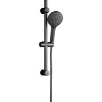 RAVEN doucheset, 3 functies, stang 70 cm, zwart mat antikalk nozzles 3 functies en knop voor waterstop functie douchekop: Ø ca. 15 cm metalen douchestang, lengte: ca. 70 cm wandbevestiging i - thumbnail