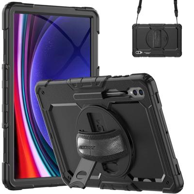 Accezz Rugged Backcover met schouderstrap Samsung Galaxy Tab S9 Ultra Tablethoesje Zwart
