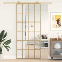 Schuifdeur 90x205 cm helder ESG-glas en aluminium goudkleurig - thumbnail