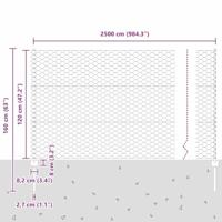 VidaXL Hek met paal zilver 1,2 x 25 m staal - thumbnail