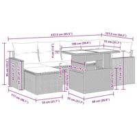 7-delige Loungeset met kussens poly rattan lichtgrijs - thumbnail