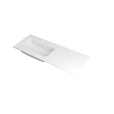 INK Faktor Wastafel Polystone Links met 1 Kraangat - 1200x450x15 mm - Mat Wit