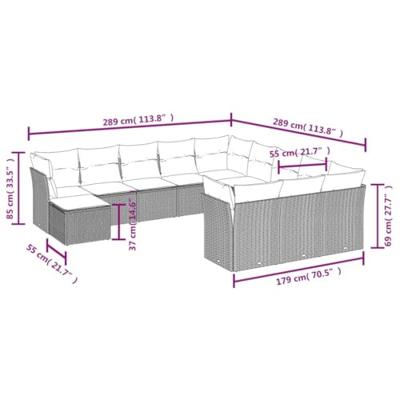 12-delige Loungeset met kussens poly rattan zwart 12-delige Loungeset met kussens poly rattan zwart