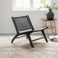 MUST Living Fauteuil 'Lazy Loom' Teakhout, kleur Zwart - thumbnail