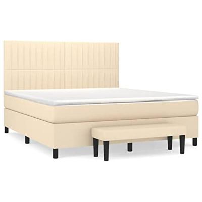 Boxspring met matras stof crèmekleurig 180x200 cm