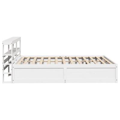 Bedframe met hoofdbord massief grenenhout wit 140x190 cm
