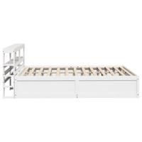 Bedframe met hoofdbord massief grenenhout wit 120x190 cm - thumbnail