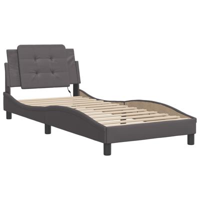 Bedframe met LED-verlichting kunstleer grijs 120x200 cm