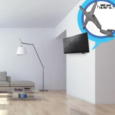 Manhattan 461641 TV-beugel Voor curved TVs, In hoogte verstelbaar, Kantelbaar, Zwenkbaar 53,3 cm (21) - 152,4 cm (60) Draaibaar, In hoogte verstelbaar,