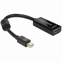 Delock 65099 Mini-displayport / HDMI Adapter [1x Mini-DisplayPort stekker - 1x HDMI-bus] Zwart 12 cm - thumbnail