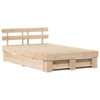 Bedframe met hoofdeinde Bruin 140 x 190 cm Massief grenenhout - thumbnail