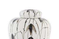 Tibor DKD Home Decor Porselein Zwart Wit Orientaals Blad van een plant (23 x 23 x 33 cm) - thumbnail