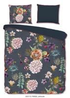 Descanso Dekbedovertrek "bloemen" - Antraciet - (240x200/220 cm) - Biologisch Katoen satijn - thumbnail