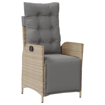 Tuinstoelen 2 st verstelbaar voetensteun poly rattan beige mix - thumbnail