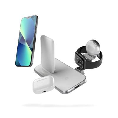 ZENS Aluminium Series 4 in 1 Stand Wireless Charger + Watch ZEDC15W/00 Inductie lader Uitgangen Qi-standaard, USB Wit ZENS Aluminium Series 4 in 1 Stand Wireless Charger + Watch ZEDC15W/00 Inductie lader Uitgangen Qi-standaard, USB Wit