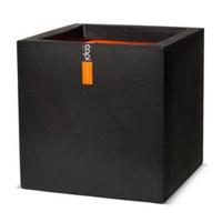 Capi Urban Smooth NL 30x30x30cm vierkante plantenbak zwart - thumbnail