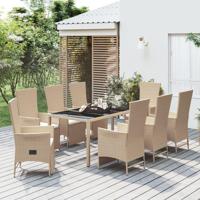 9-delige Tuinset met kussens poly rattan beige - thumbnail