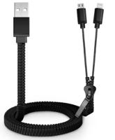 MicroUSB en Apple Lightning USB kabel - Rits design - thumbnail