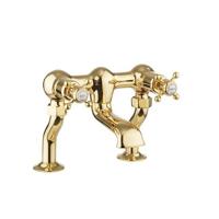 Crosswater Belgravia Badkraan - staand - 2 gats - kruisgreep - messing ongelakt BL322DQ - thumbnail