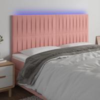 Hoofdbord LED 200x5x118/128 cm fluweel roze - thumbnail