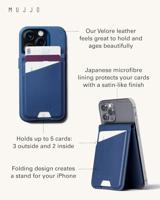 Mujjo Magsafe lederen card portomonee stand - Monaco Blue - thumbnail