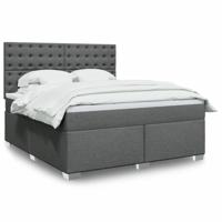 Boxspring met matras stof donkergrijs 180x200 cm - thumbnail