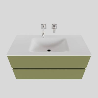 Badkamermeubel Solid Surface BWS Oslo 100x46 cm Midden Mat Groen (zonder kraangaten) Badkamermeubel Solid Surface BWS Oslo 100x46 cm Midden Mat Groen (zonder kraangaten)